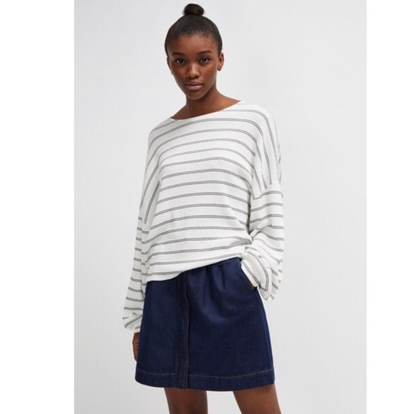 NEW FRENCH CONNECTION STRIPED BALLOON SLEEVE TOP - Picture 8 of 8